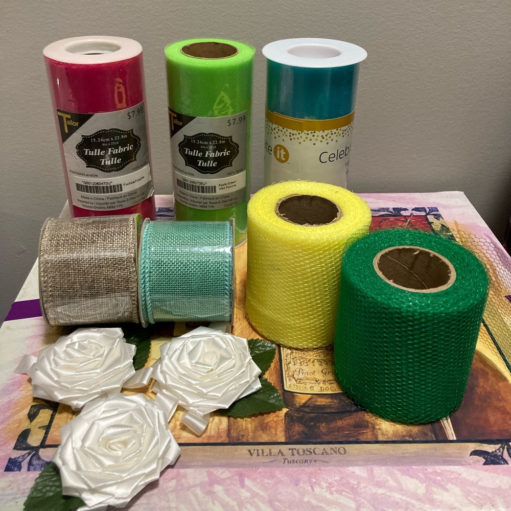 Colorful Tulle and Burlap Ribbon Set